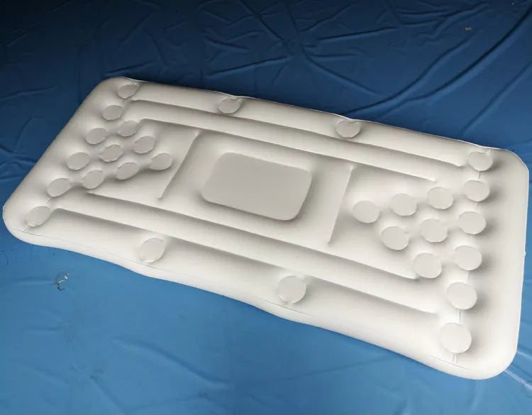 Inflatable beer pong buoy pool float in PVC, 180 cm x 75 cm x 15 cm, blue 24 holes or white 28 holes