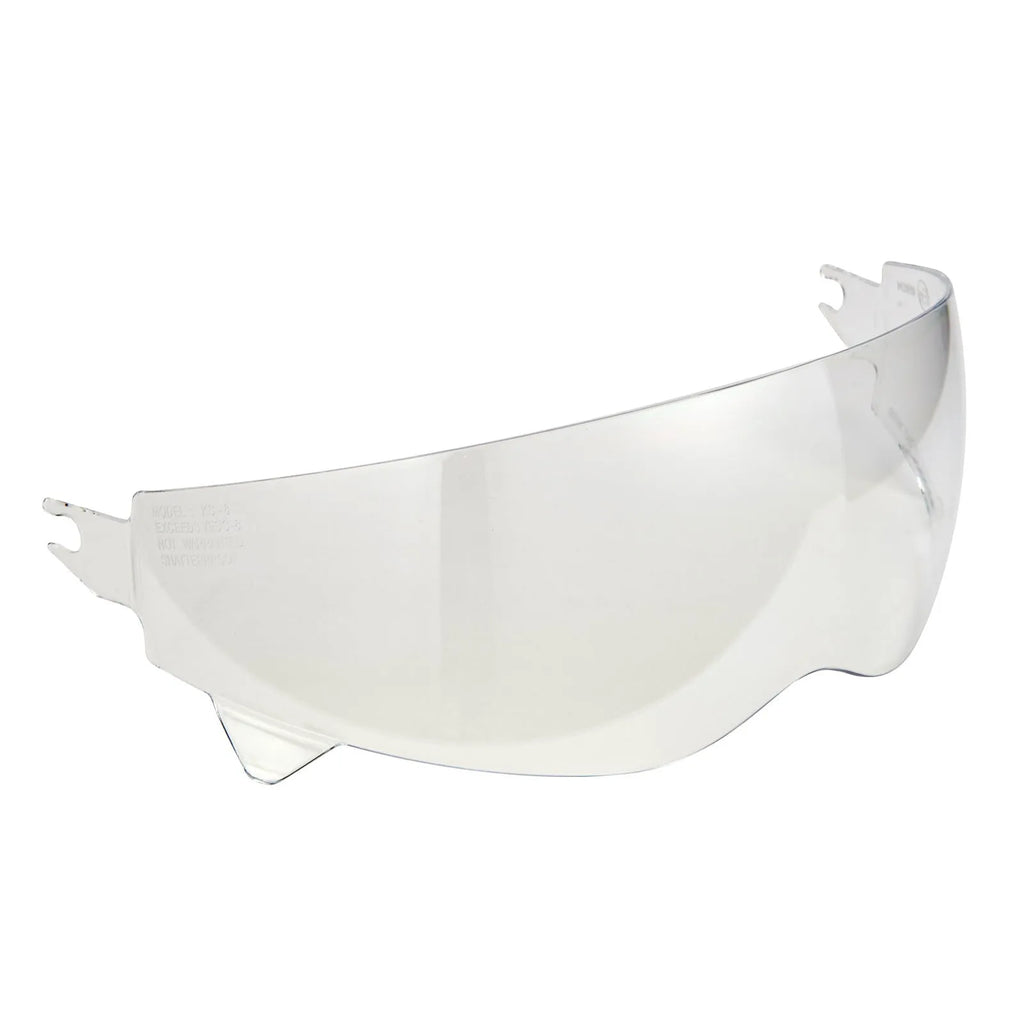 Motorcycle full face helmet lens in transparent, light black or electroplated colour, plastic eye protection accessory.
