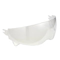 Motorcycle full face helmet lens in transparent, light black or electroplated colour, plastic eye protection accessory.