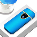 Personalized fingerprint induction USB rechargeable cigarette lighter in black with zinc alloy details