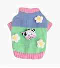 Blended pet dog sweater in flower colour, suit style, sizes L and XL for autumn and winter