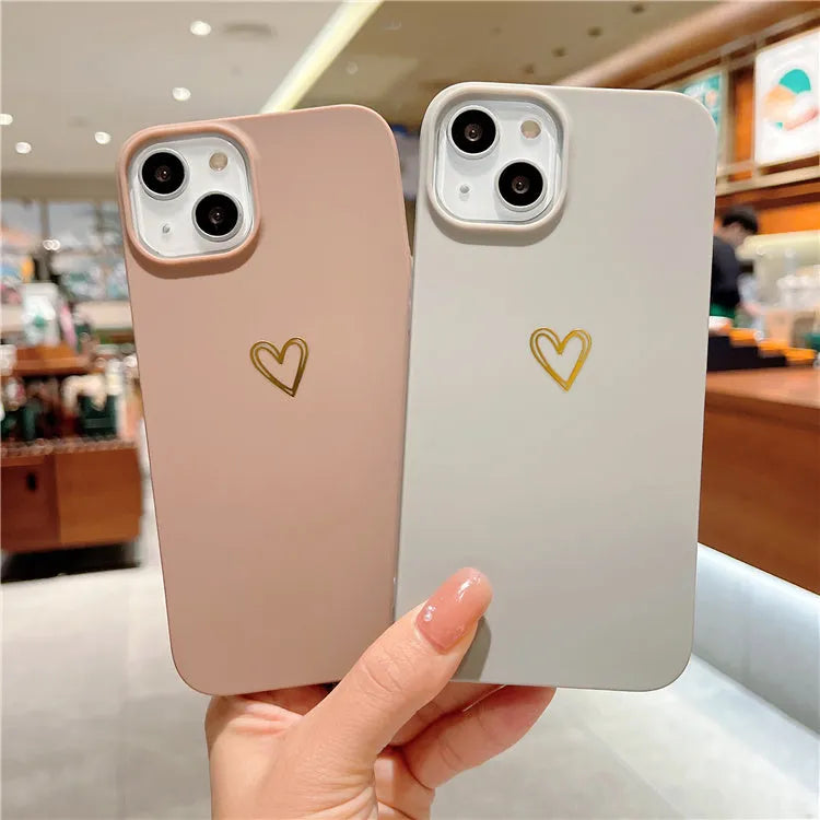 Soft silicone iPhone case with simple solid colour and hot stamping love design