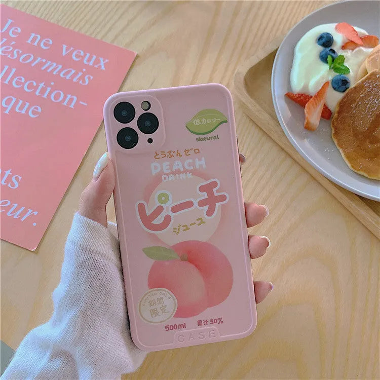 Summer peach colour soft IMD phone case for iPhone with reserved lanyard hole