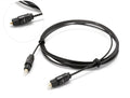 OD2.2 optical digital audio cable with TOSLINK connectors, showing slim black PVC jacket.