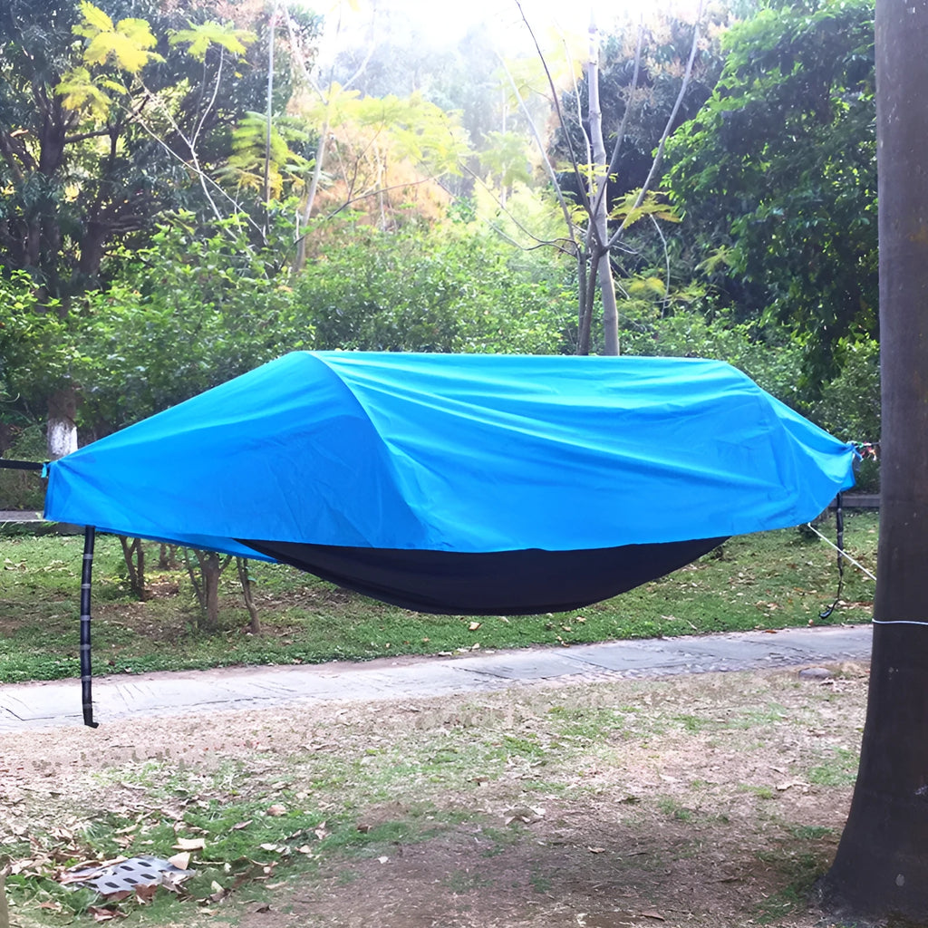 Mosquito-proof camping hammock tree net with 70D nylon body and high-density polyester net in green