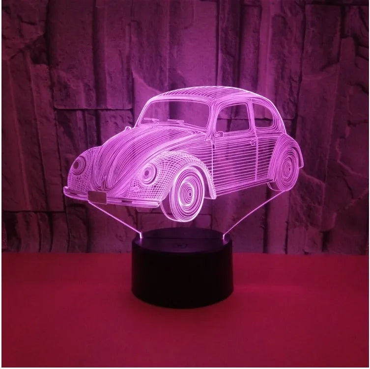3D LED table lamp with colourful touch control and remote on acrylic shade with ABS base