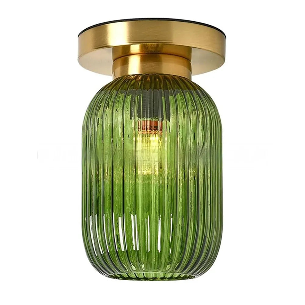 Nordic glass ceiling lamp with alloy fitting, 220V, shown in green, milky white, or smoke grey shade