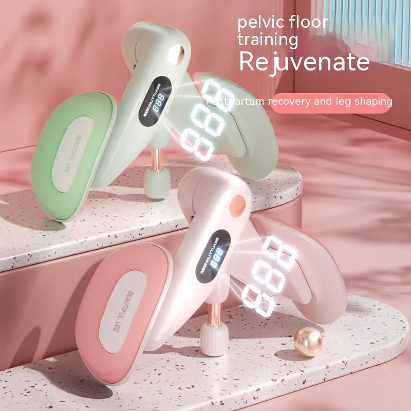 Pelvic floor muscle trainer device with digital counting display and foam cushioning