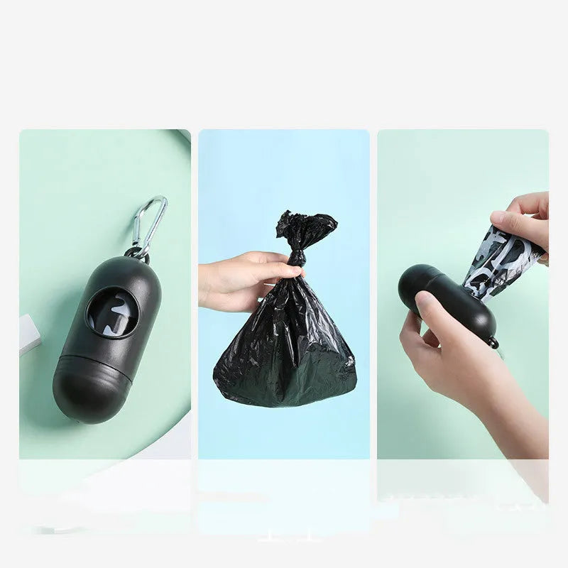 Degradable pet waste bag continuous roll with capsule dispenser, 15 pieces per roll, 35*22cm tile size