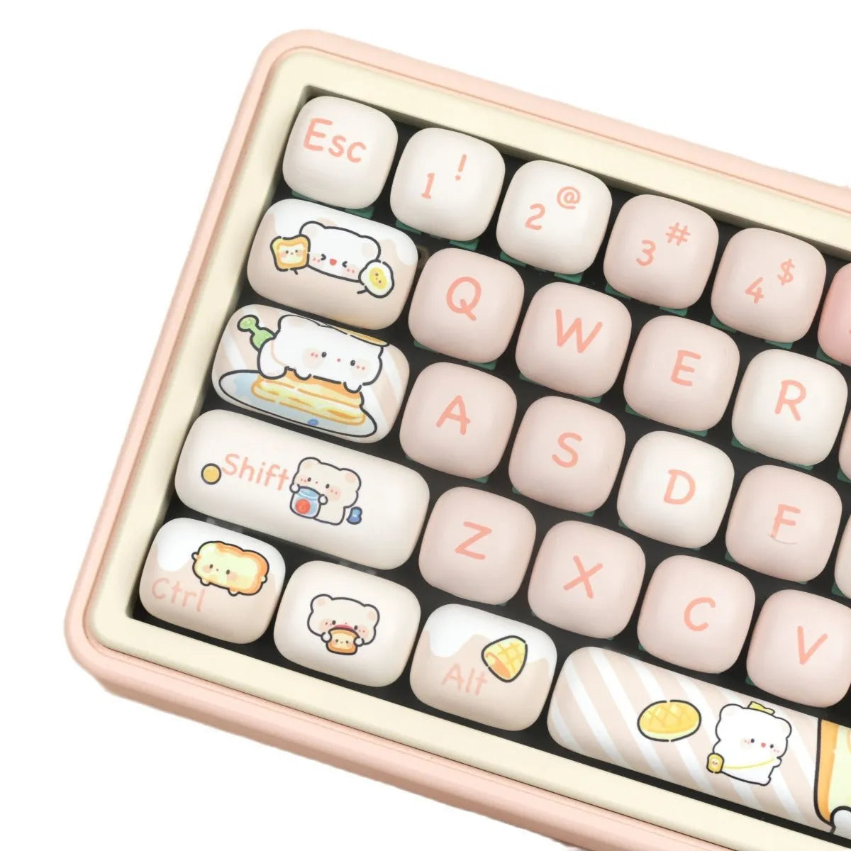 MOG profile PBT key cap set with steamed bread bear thermal sublimation designs for mechanical keyboards