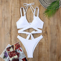 Women's solid colour beach bikini swimsuit in black, red, blue, rose red or white with adjustable straps