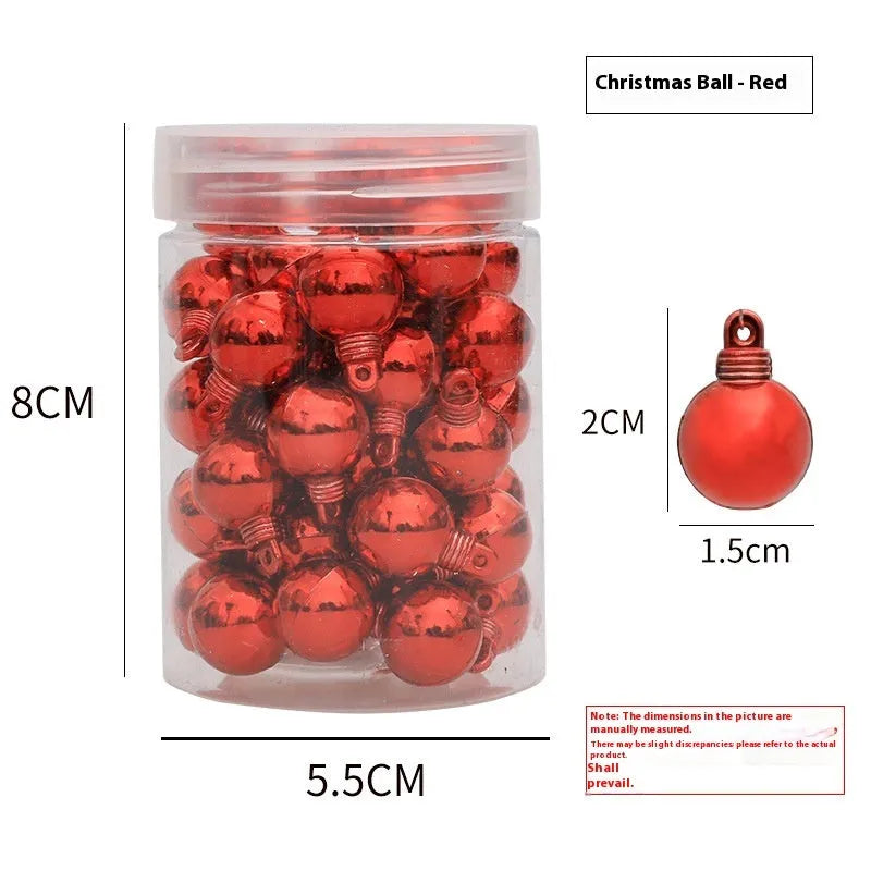 48 pack of plastic electroplated glossy mini Christmas tree hanging balls in six colours