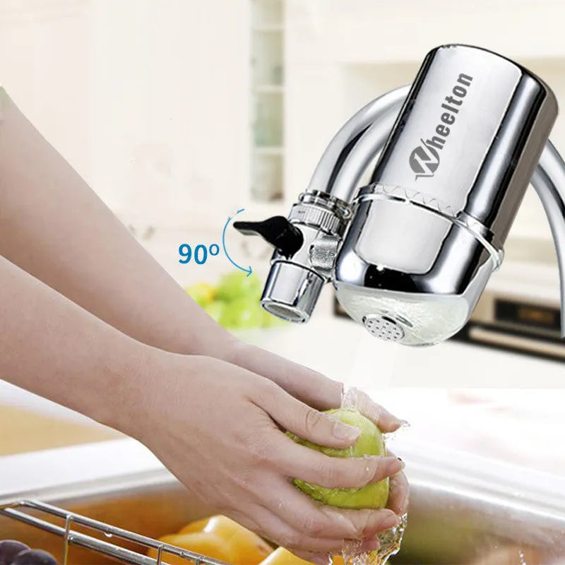 Faucet water filter with stainless steel and ceramic filter, terminal purification, 150L/h, silver filter element