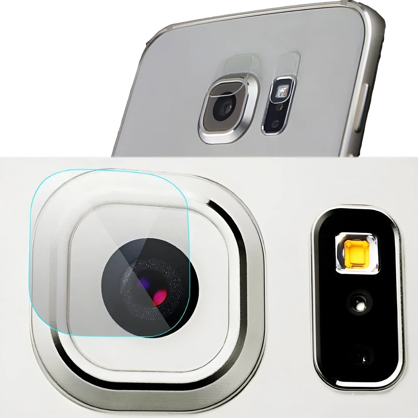 Tempered glass lens protective film for Samsung Galaxy S8 rear camera.