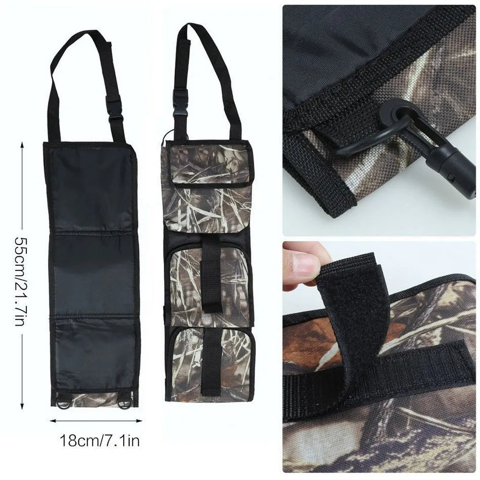 600D Oxford cloth black camouflage car holster 52x18cm front seat back pocket organiser 2-pack