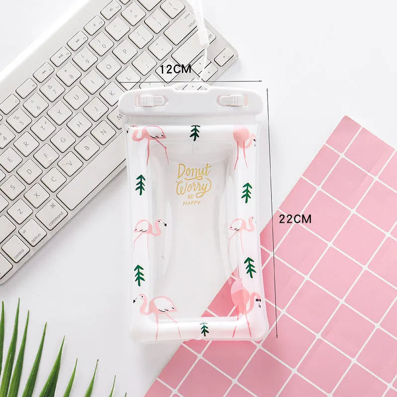Colourful waterproof hanging neck bag for 6 inch phones with cartoon pattern