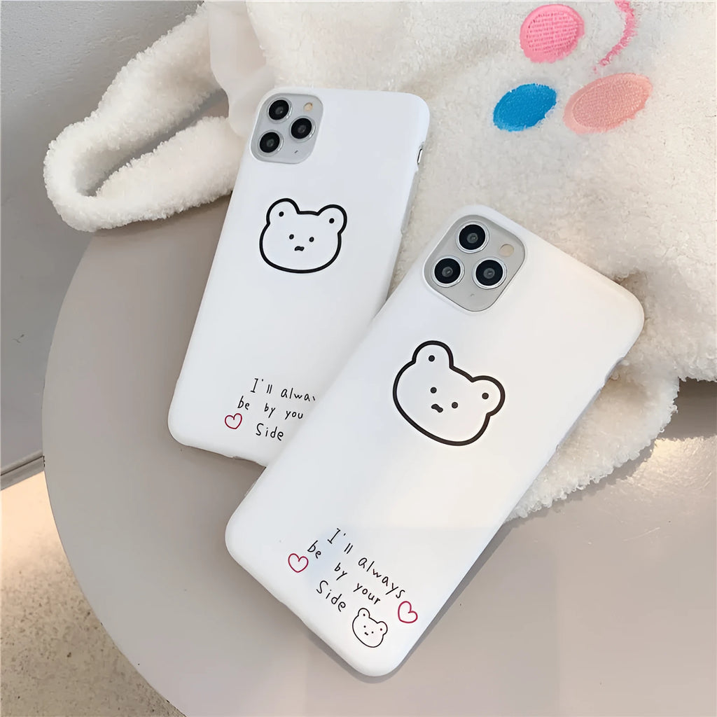 Ins Bear soft silicone iPhone back cover case with a Korean cartoon bear design.