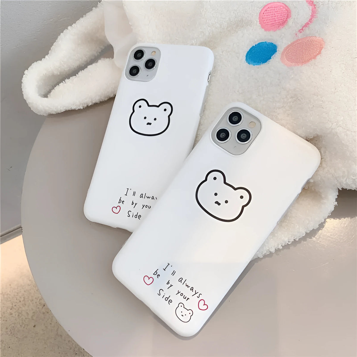 Ins Bear soft silicone iPhone back cover case with a Korean cartoon bear design.