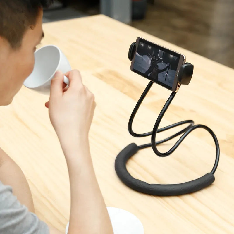 Flexible mobile phone holder with 360-degree rotation and shockproof bubble support for 4-10 inch devices