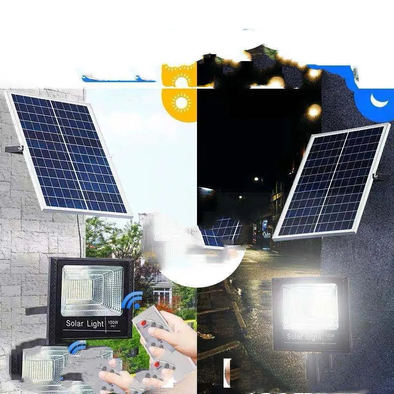 Black solar garden light with remote control for outdoor lighting