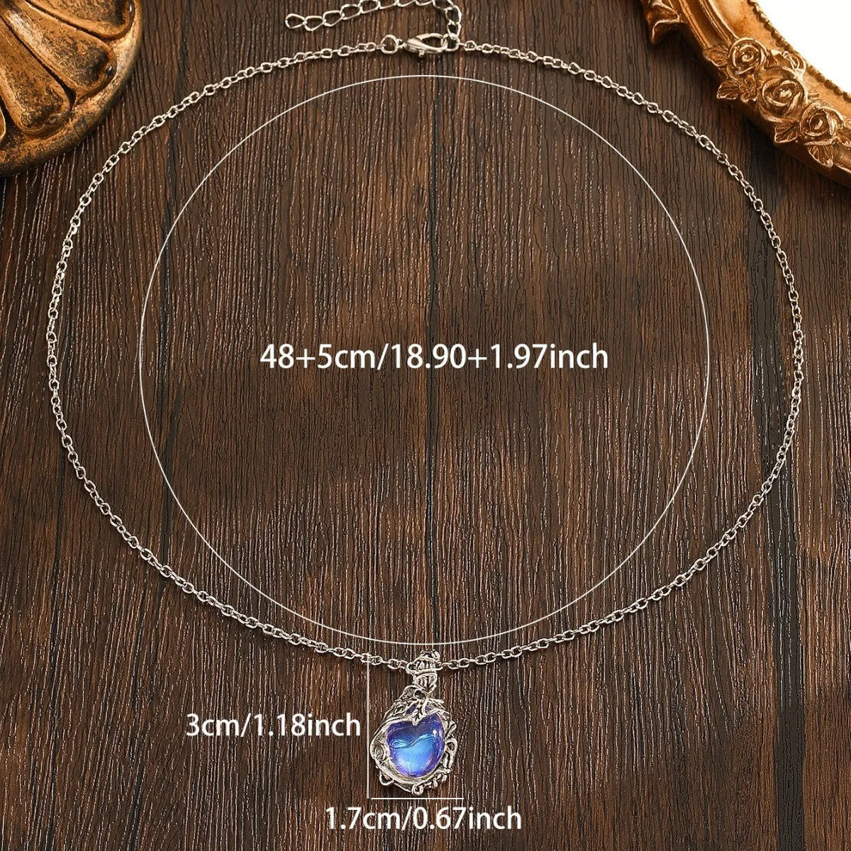 Moonstone necklace with oval cabochon pendant and silver-tone chain for weddings and everyday wear