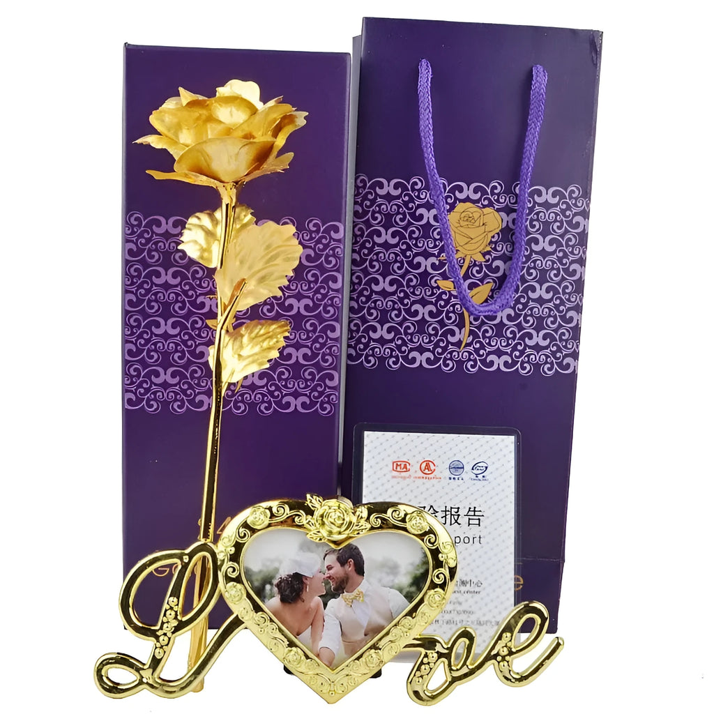 Preserved golden rose a natural long-lasting rose gift for Valentine's Day in gold colour