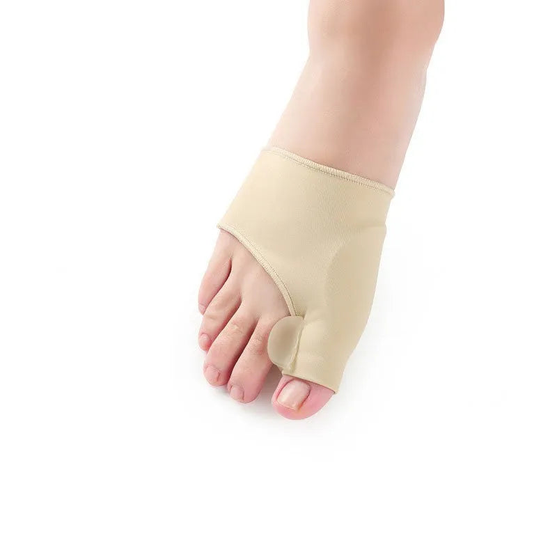 Corrective toe socks with silicone gel toe separator for bunion pain relief in sizes S, M, and L.