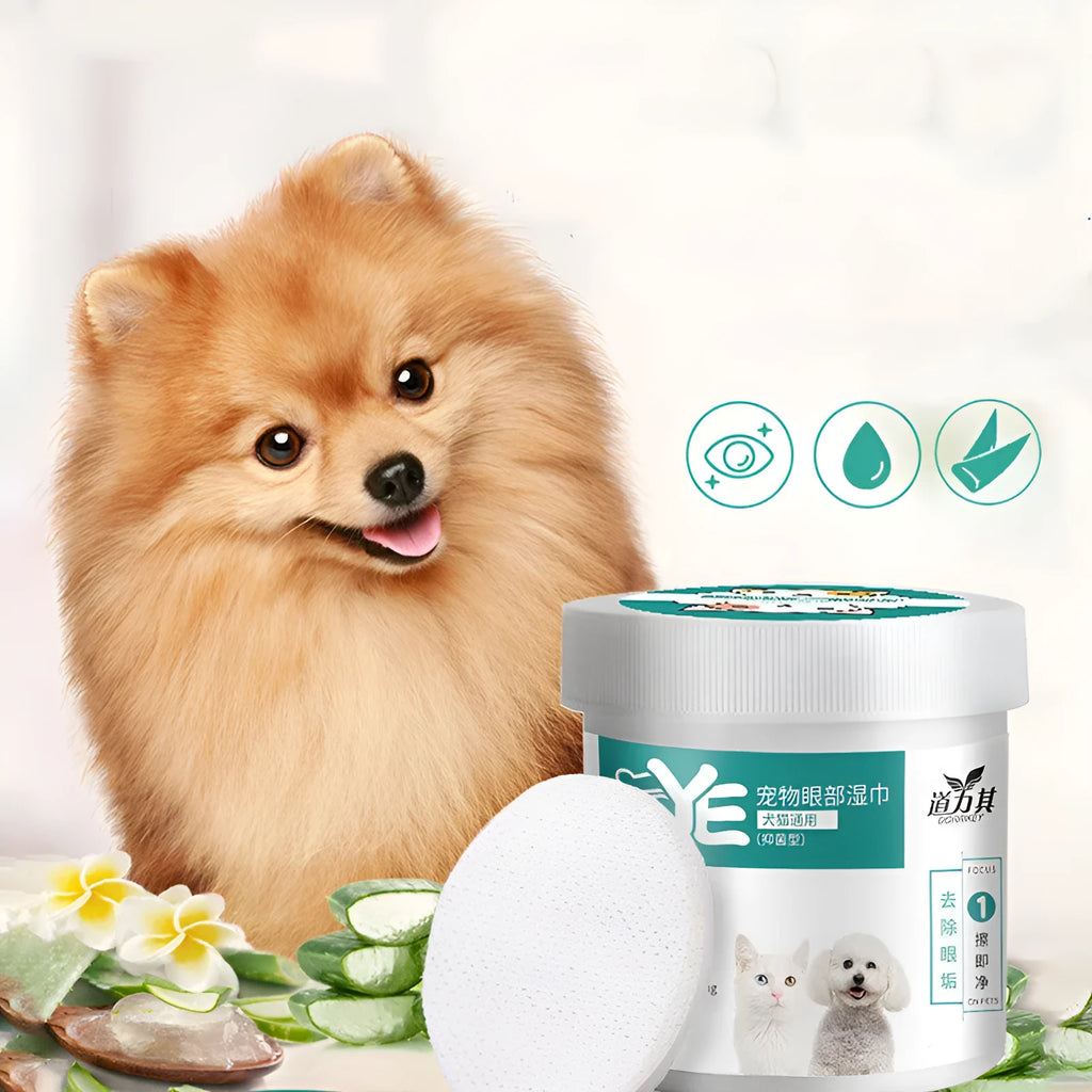 Dog eye wipes, 130 pieces of liquid pet tear removing eye wipes for removing eye dirt from dogs.