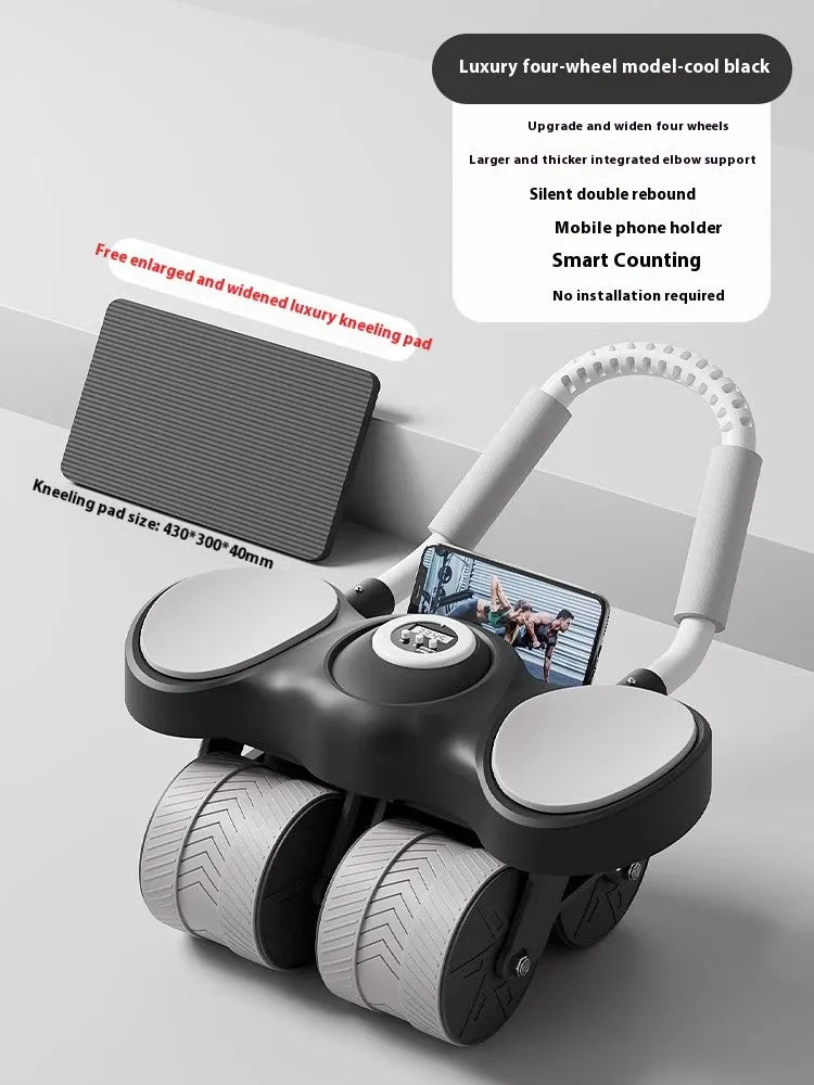 Abdominal wheel with automatic rebound mechanism in multiple style and colour options