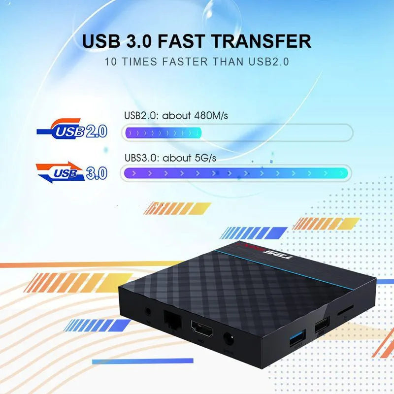 Black T95 Max Plus Android Smart TV Box with choice of 32GB or 64GB storage