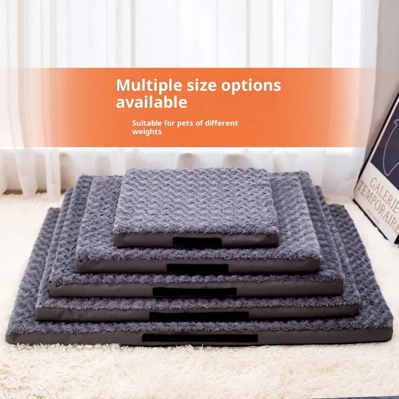 Dark gray embossed velvet pet mat for dogs, wear-resistant cloth, available in sizes S to XXL