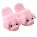Pink pig-shaped floor slippers made from short plush fabric.
