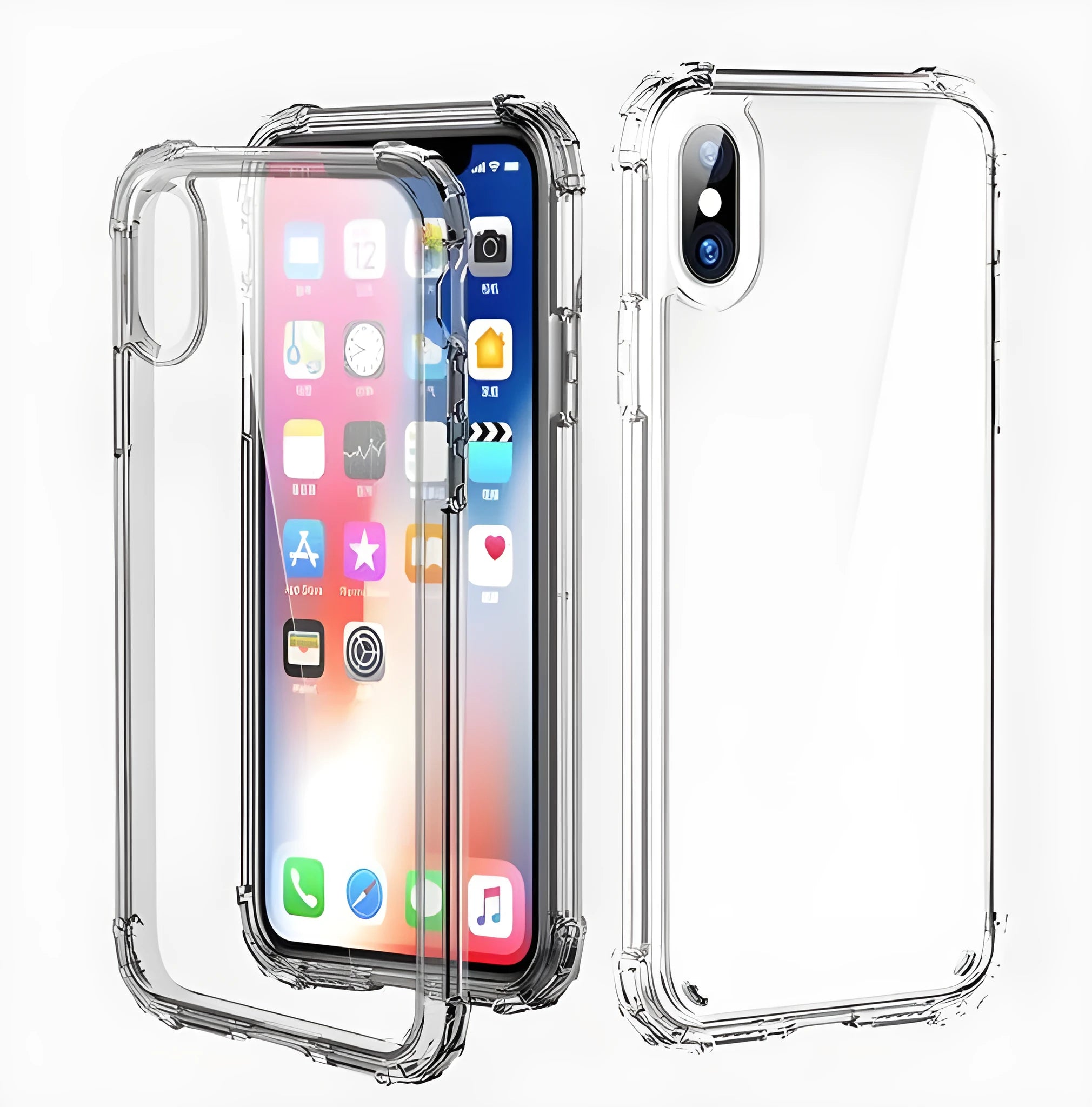 Transparent TPU shockproof back cover case for iPhone on a table