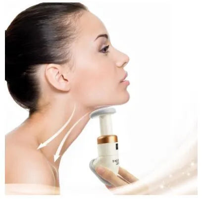 White mini chin massager neck exerciser with 3 resistance springs on white background