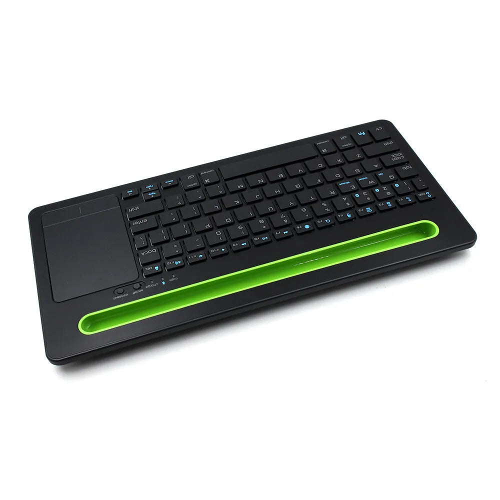 Black universal Bluetooth touch keyboard with 78 keys and touchpad for tablets and phones