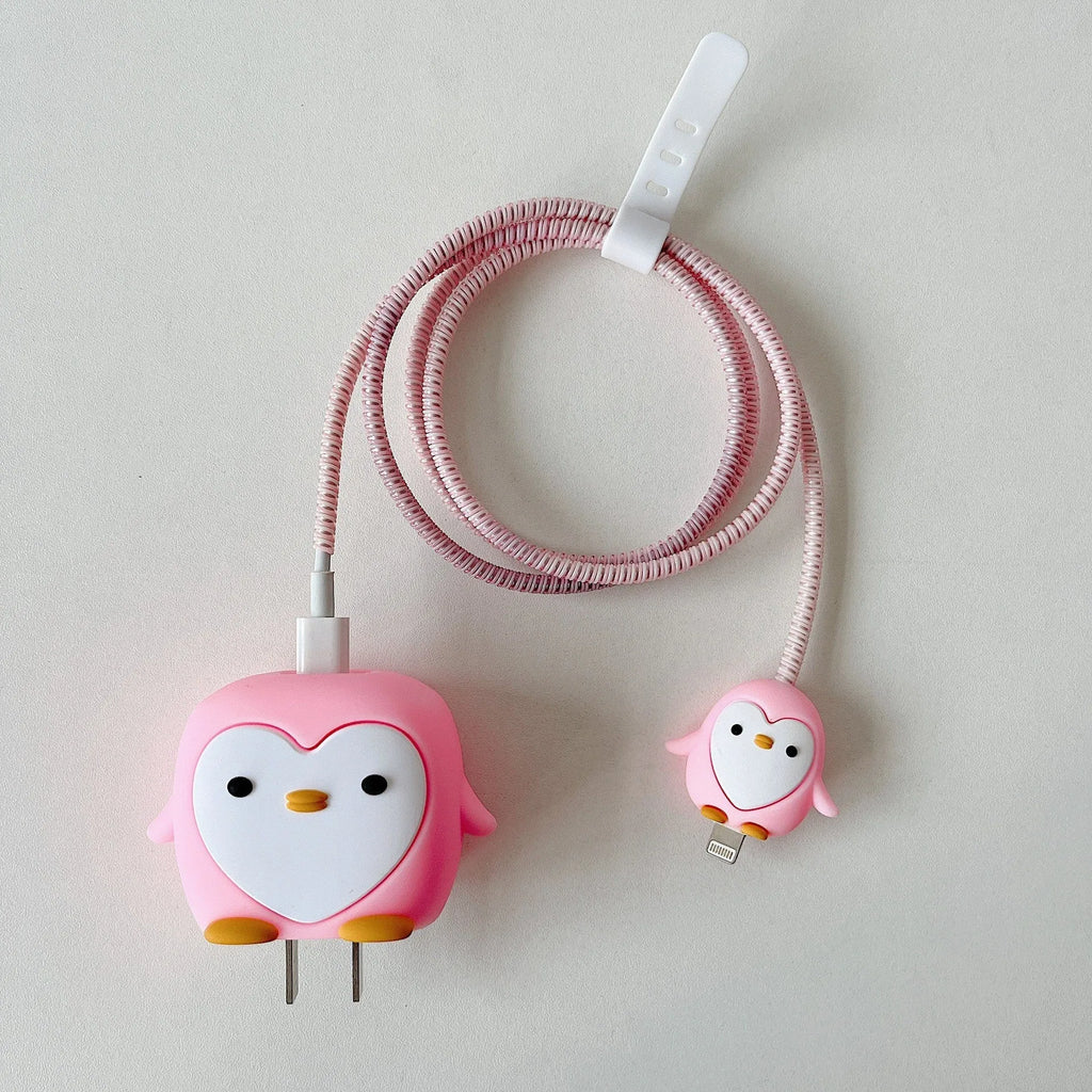Silicone cartoon protective cover for Apple 18W 20W charger anti-break owl blue