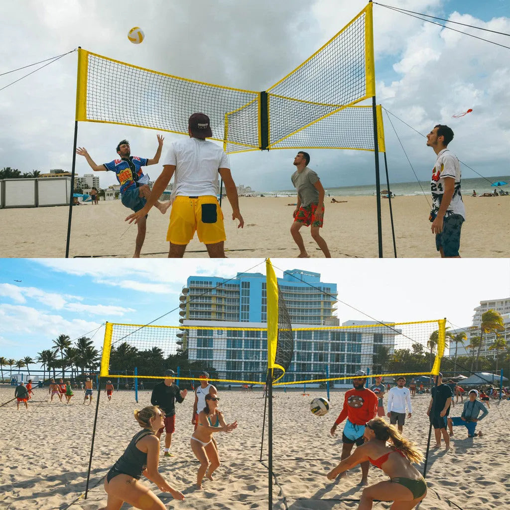 Black PE volleyball net, 100x30cm or 150x50cm, with 2mm or 4mm rope and canvas hemming