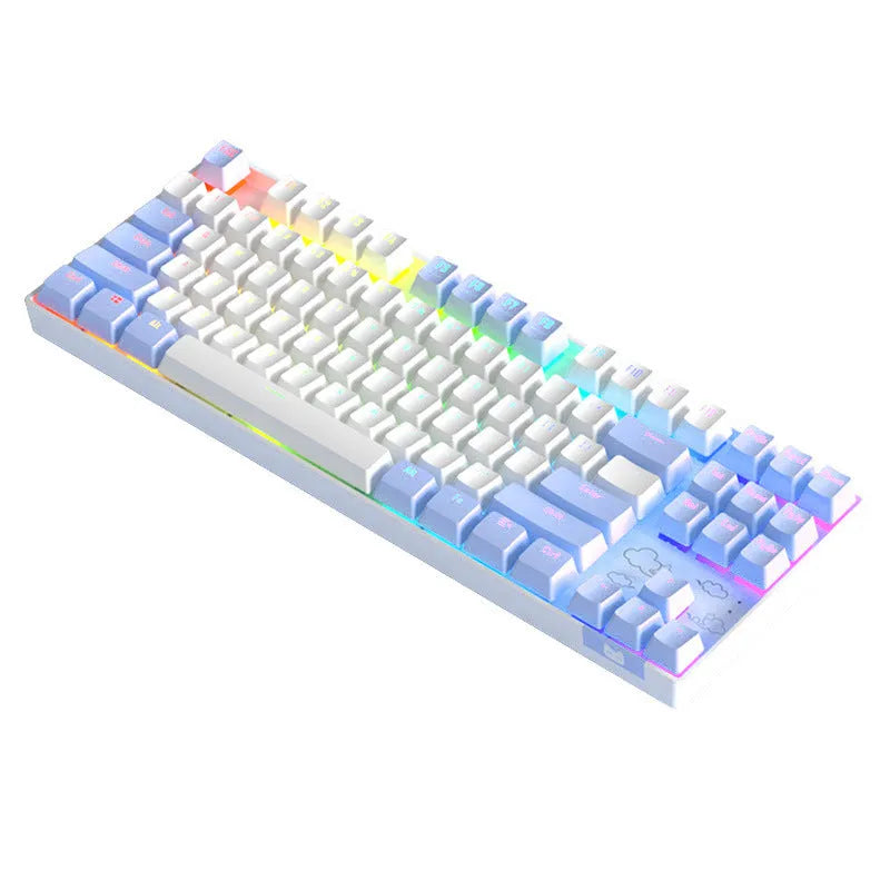 Wireless Bluetooth mechanical keyboard with metal construction in blue white or white purple colour options