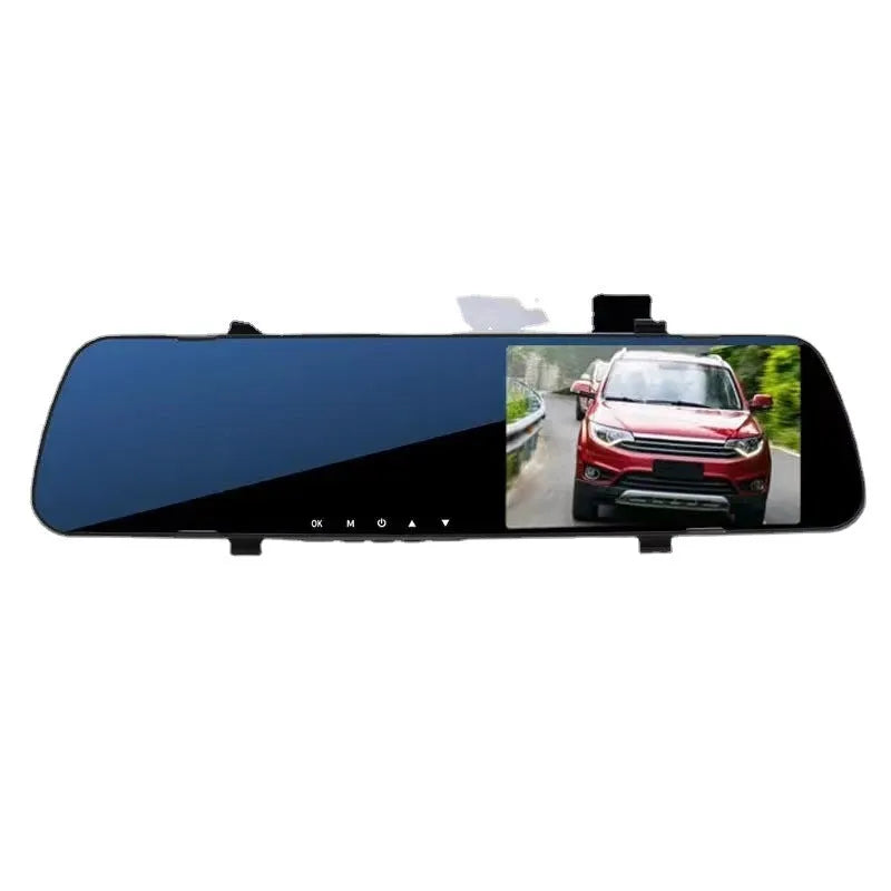 2.4 inch 1080P HD rearview mirror driving recorder with motion detection G-sensor and 100 degree lens angle black colour