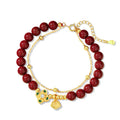 925 silver women's bracelet with geometric shape and cinnabar flower accent