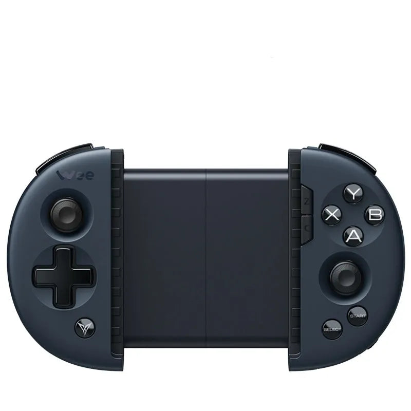 Feizhi Wee2T wired USB mobile game controller in blue or orange with a stretch handle.