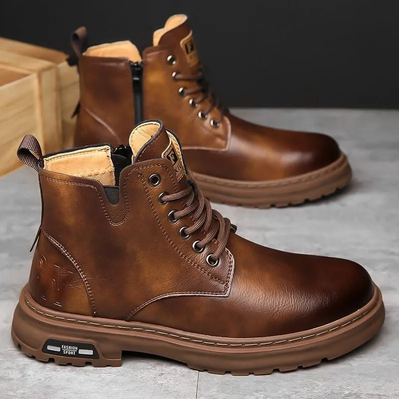 British Martin boots thick rubber sole front lace-up round toe men's hiking workwear