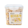 500g freeze-dried pet snack barrel for cats and dogs with chicken breast, egg yolk, chicken liver and duck liver flavours