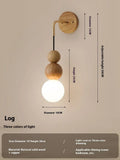 Circular wood and copper wall lamp with tricolour lighting, 10cm diameter