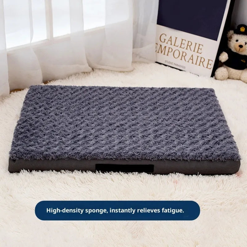 Dark gray embossed velvet pet mat for dogs, wear-resistant cloth, available in sizes S to XXL