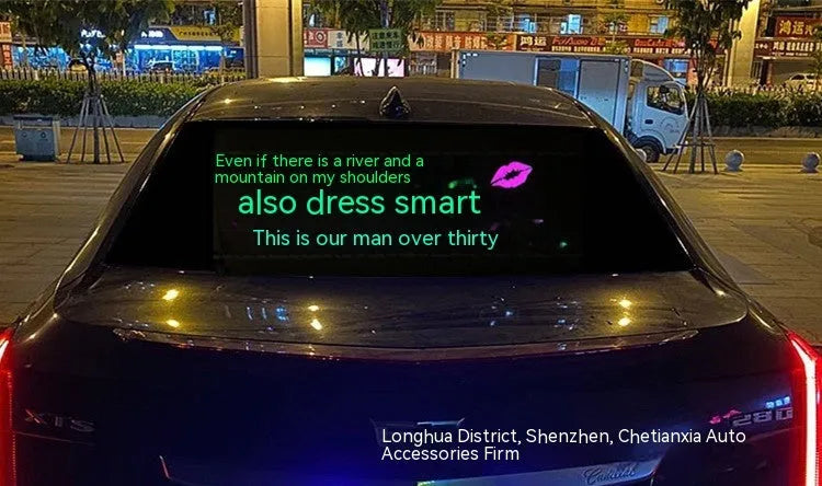 90cm by 25cm car voice control rhythm lamp with EL electroluminescent panel showing music-synchronised lighting patterns