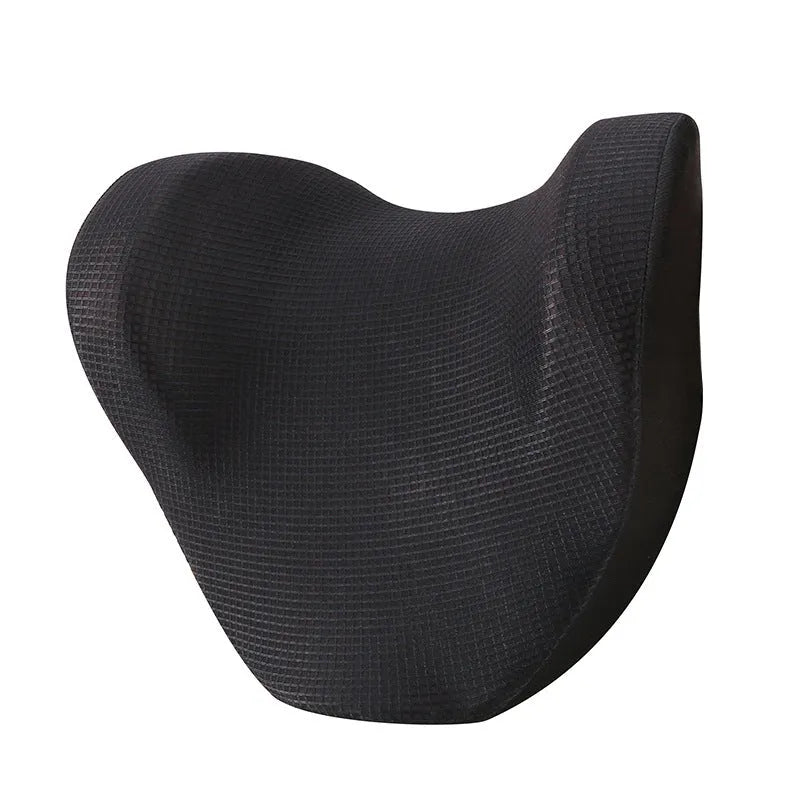Car neck pillow in black with ice silk fabric and memory cotton filling 28x29x15cm