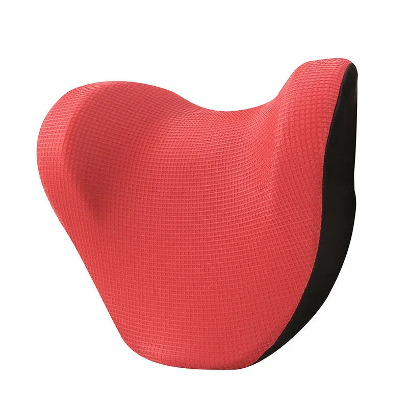 Car neck pillow in black with ice silk fabric and memory cotton filling 28x29x15cm
