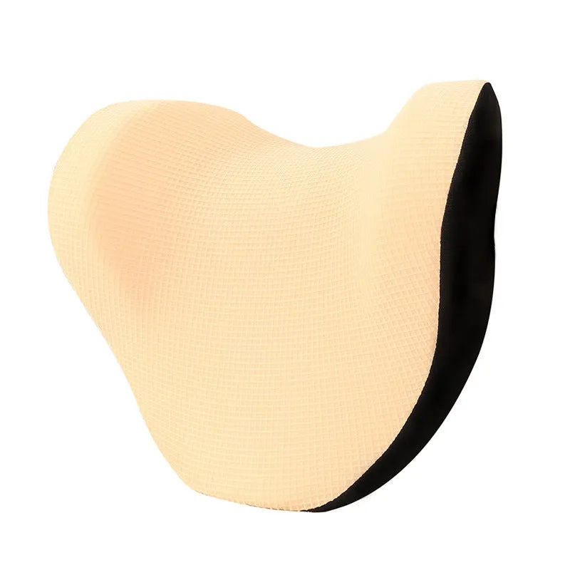 Car neck pillow in black with ice silk fabric and memory cotton filling 28x29x15cm
