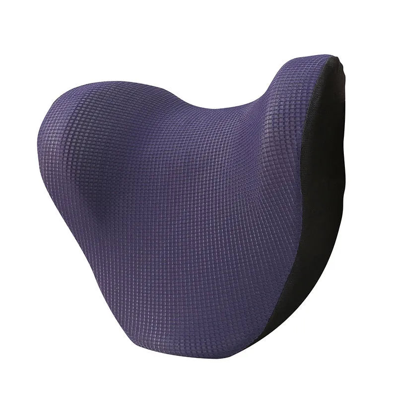 Car neck pillow in black with ice silk fabric and memory cotton filling 28x29x15cm